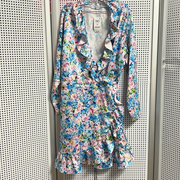 Bar III Dresses & Skirts - Bar III Trendy Plus Size Ruffled Floral Satin Minidress, Created for Macy's #56